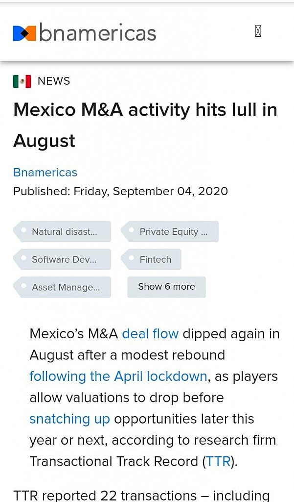 Mexico M&A activity hits lull in August